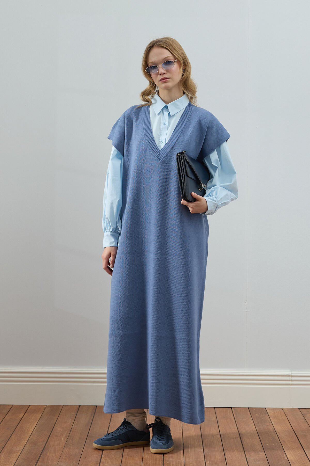 İndigo Triko V Yaka Jile