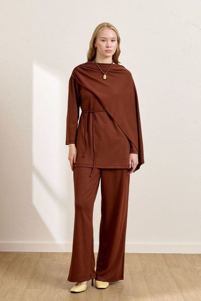 Camel Oysho Atkılı Tunik & Bol Paça Pantolon Takım