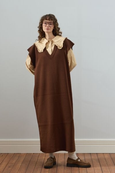 Acı Kahve Triko V Yaka Jile