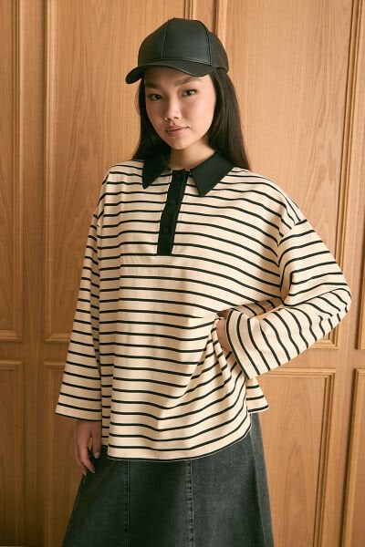 Siyah Çizgili Polo Yaka Body