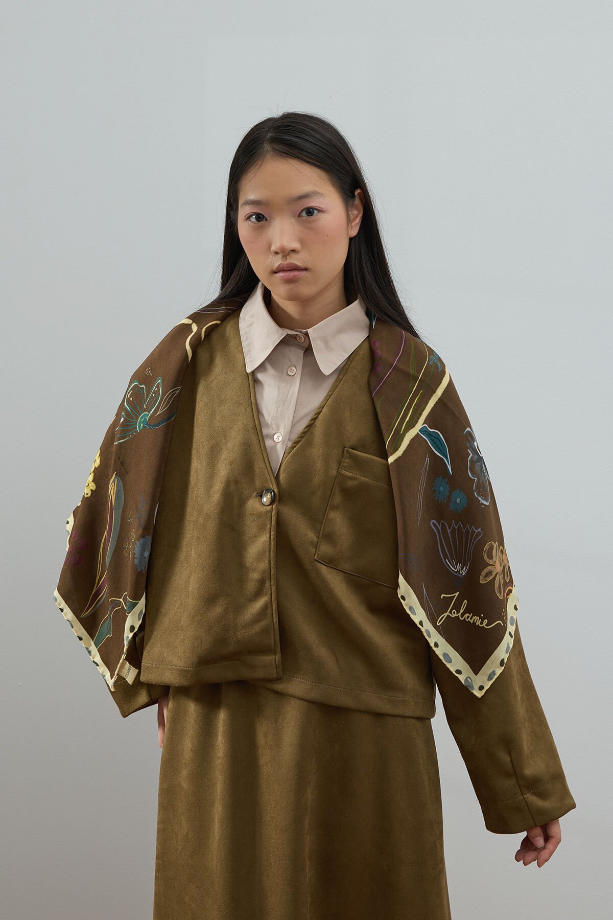 Haki Süet Tek Cepli Ceket