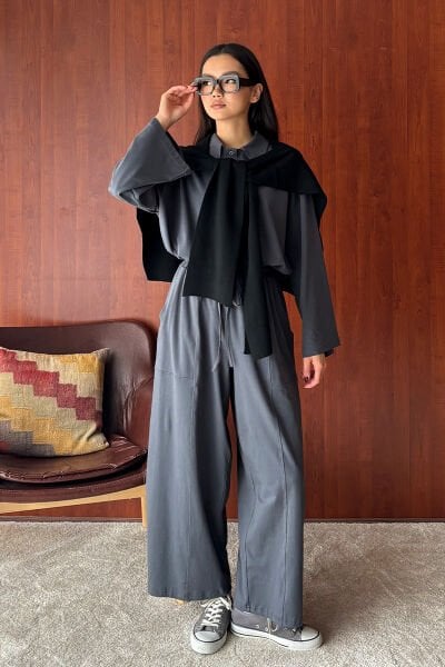 Antrasit Suprem Şalvar Takım