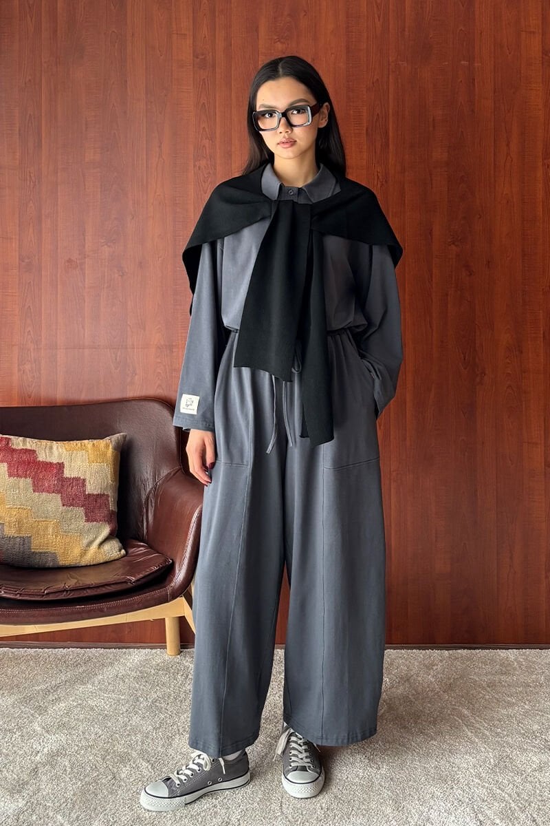 Antrasit Suprem Şalvar Takım