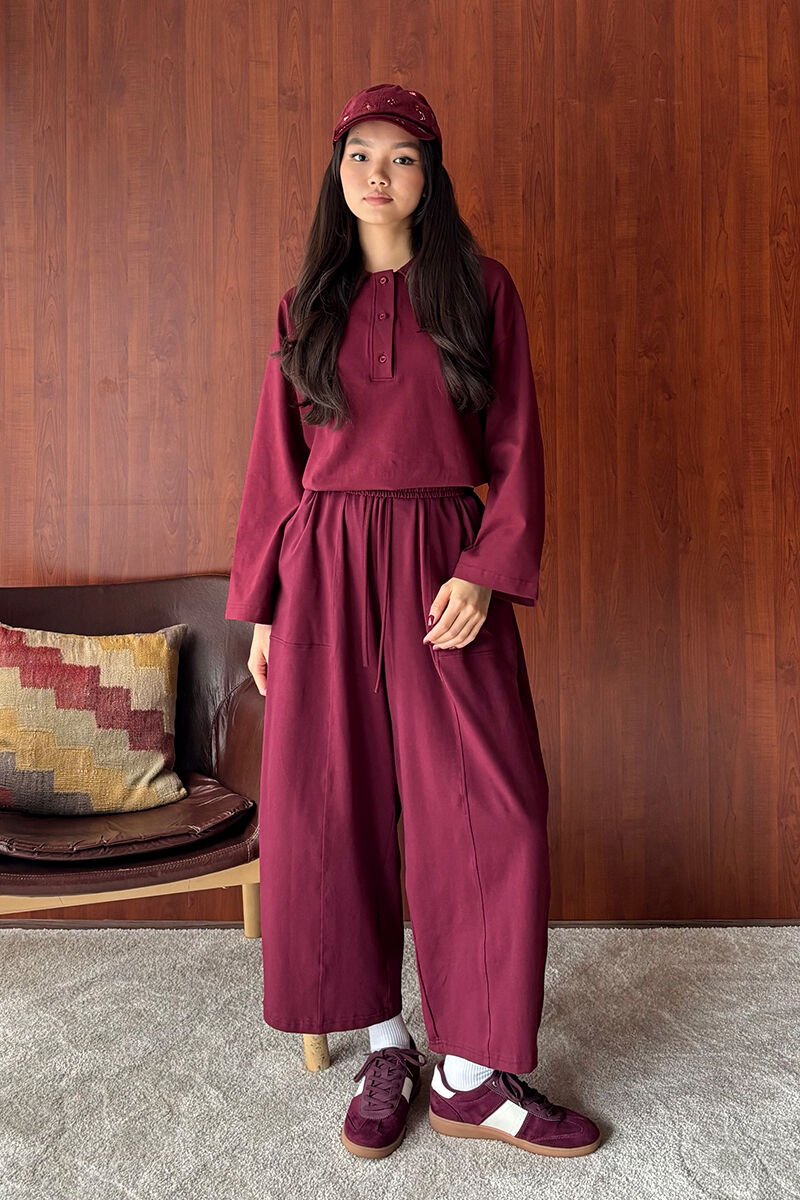 Bordo Suprem Şalvar Takım