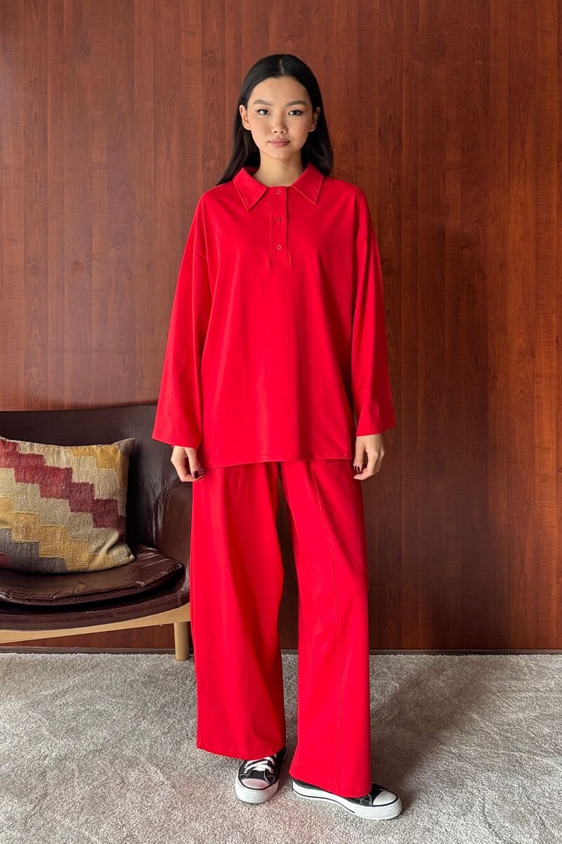 Kırmızı Suprem Şalvar Takım