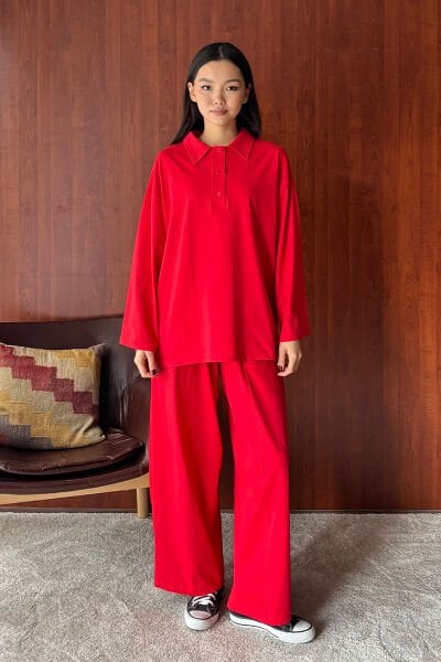 Kırmızı Suprem Şalvar Takım