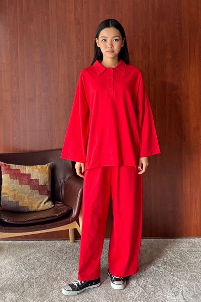 Kırmızı Suprem Şalvar Takım