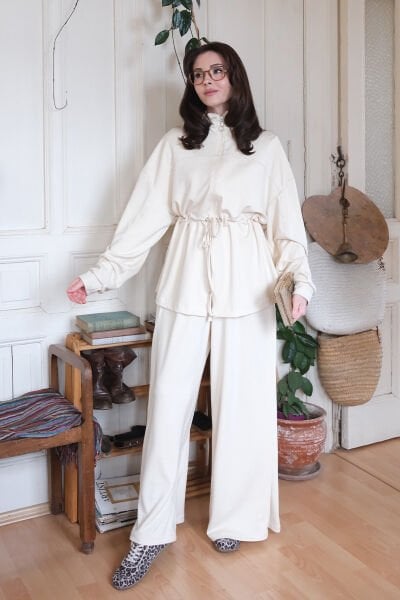 Krem Oysho Fermuarlı Takım