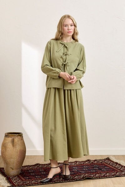 Haki Organik Keten Balon Etek