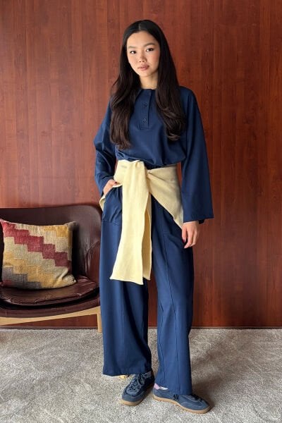 Lacivert Suprem Şalvar Takım