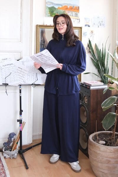 Lacivert Oysho Fermuarlı Takım