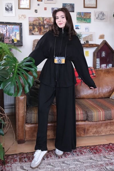 Siyah Oysho Büzgülü Takım