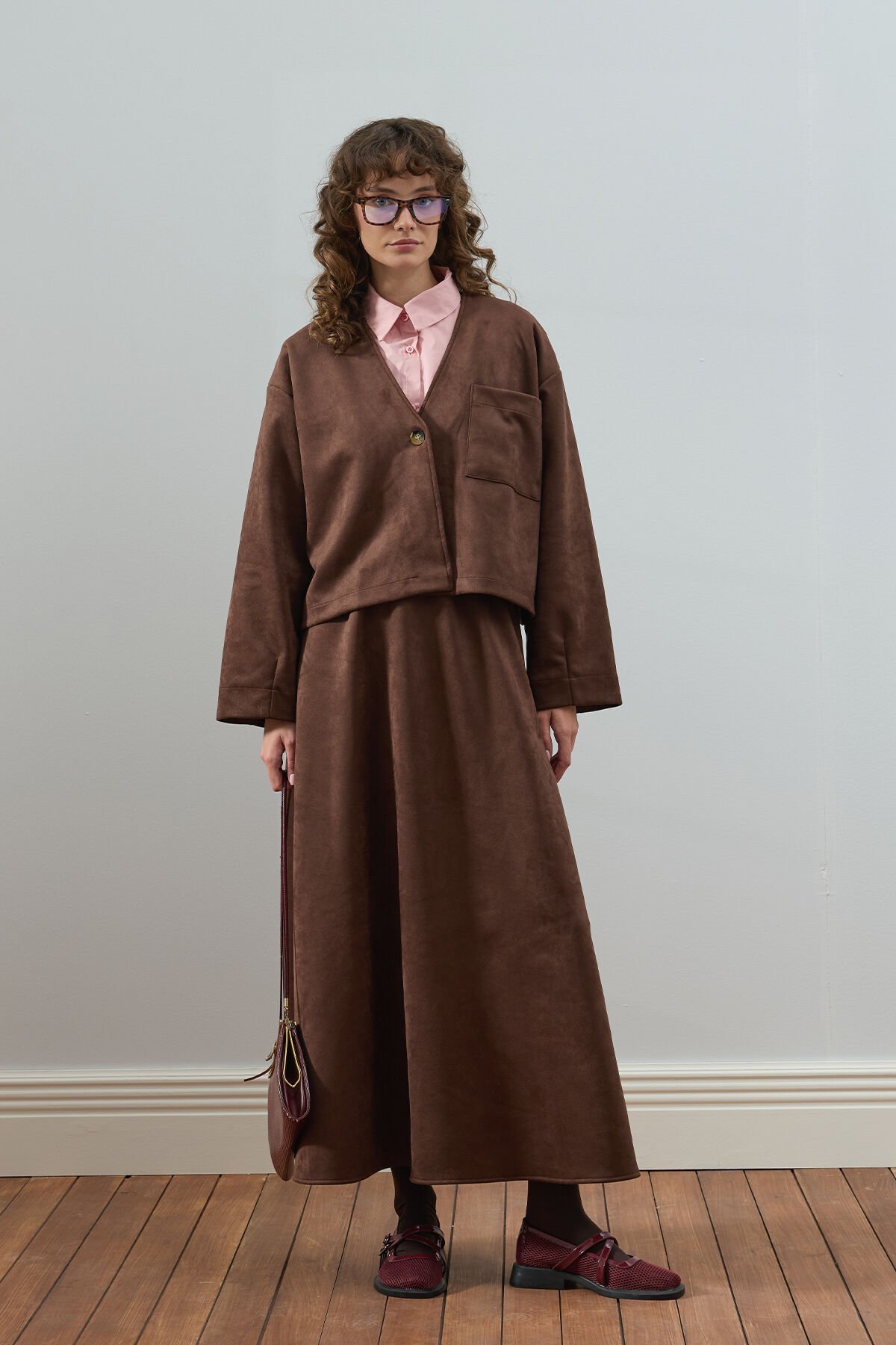 Acı Kahve Süet Kloş Etek