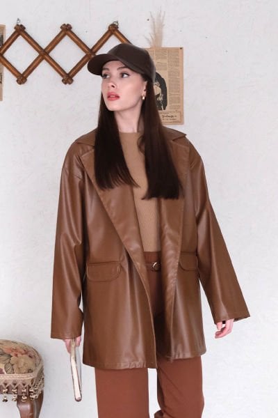 Kahverengi Deri Ceket