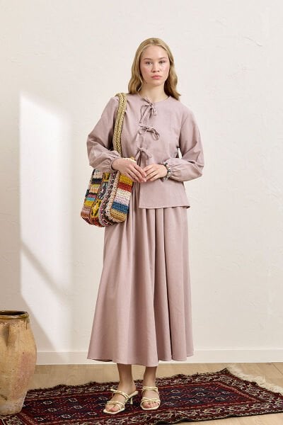 Gül Kurusu Organik Keten Balon Etek