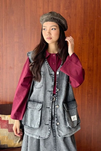 Antrasit Kargo Cepli Kot Yelek