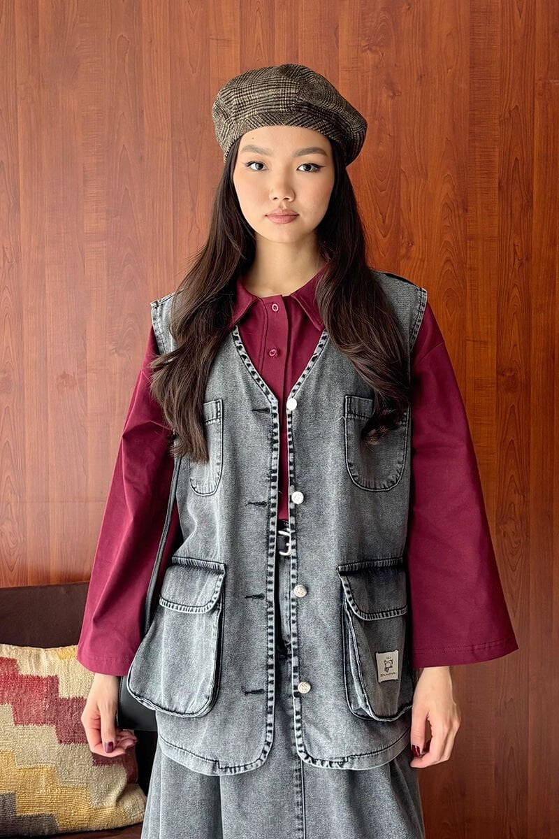 Antrasit Kargo Cepli Kot Yelek