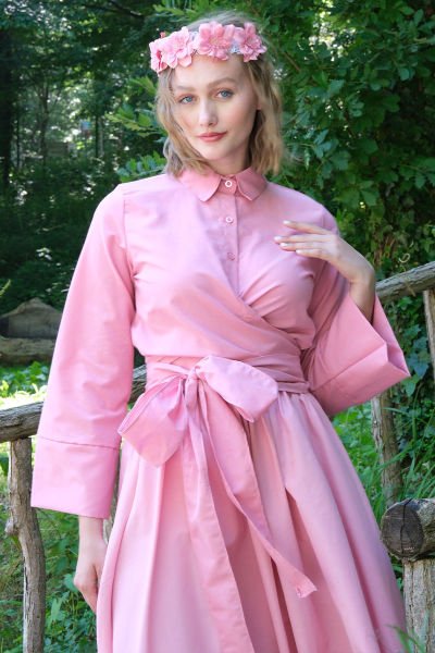 Pembe Bağlamalı Gömlek