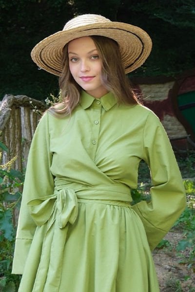 Fıstık Yeşili Bağlamalı Gömlek