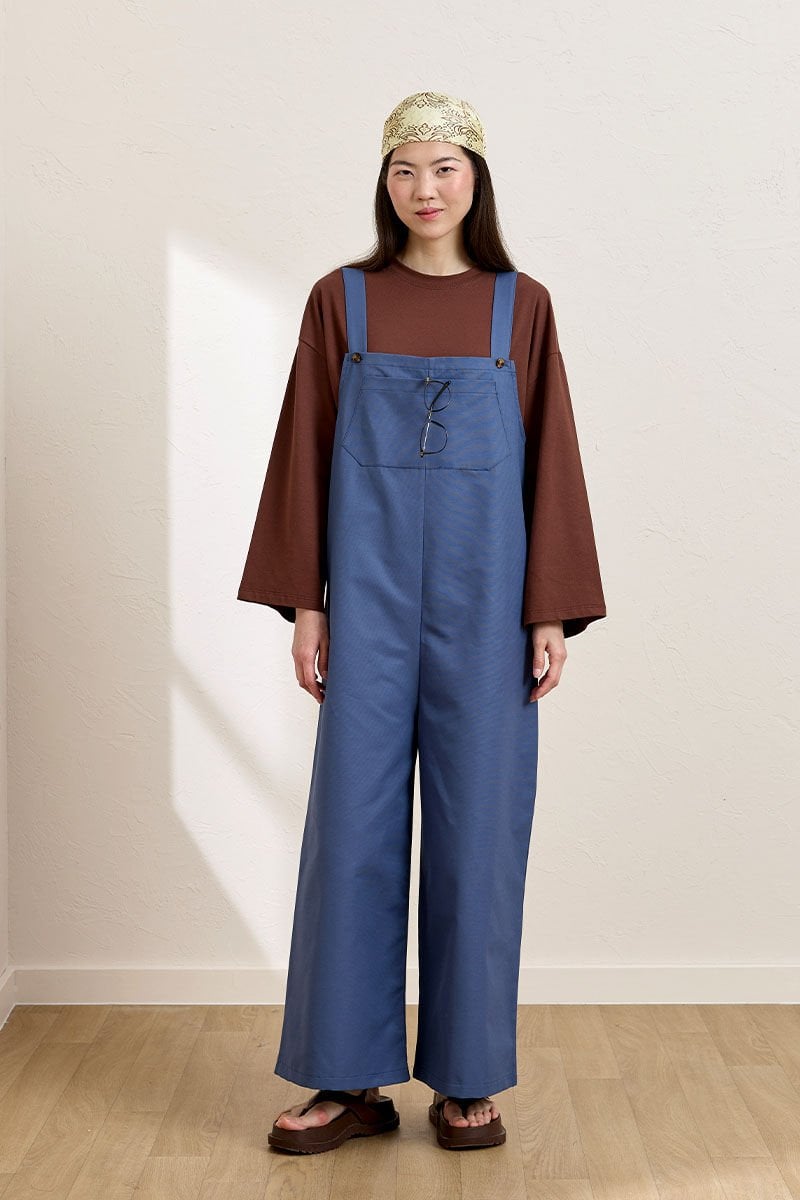 İndigo Keten Salopet Tulum