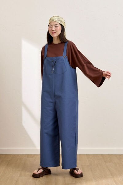 İndigo Keten Salopet Tulum