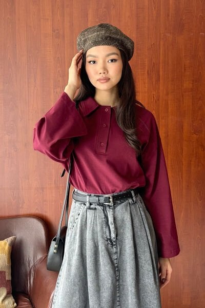Bordo Süprem Polo Yaka Body
