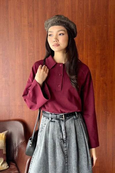 Bordo Süprem Polo Yaka Body