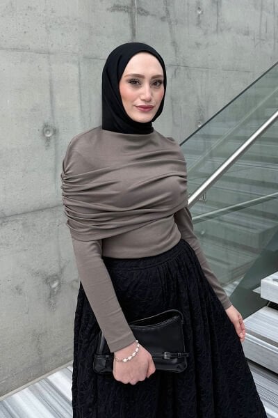 Vizon Oysho Büzgü Detaylı Bluz