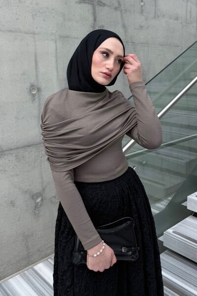 Vizon Oysho Büzgü Detaylı Bluz