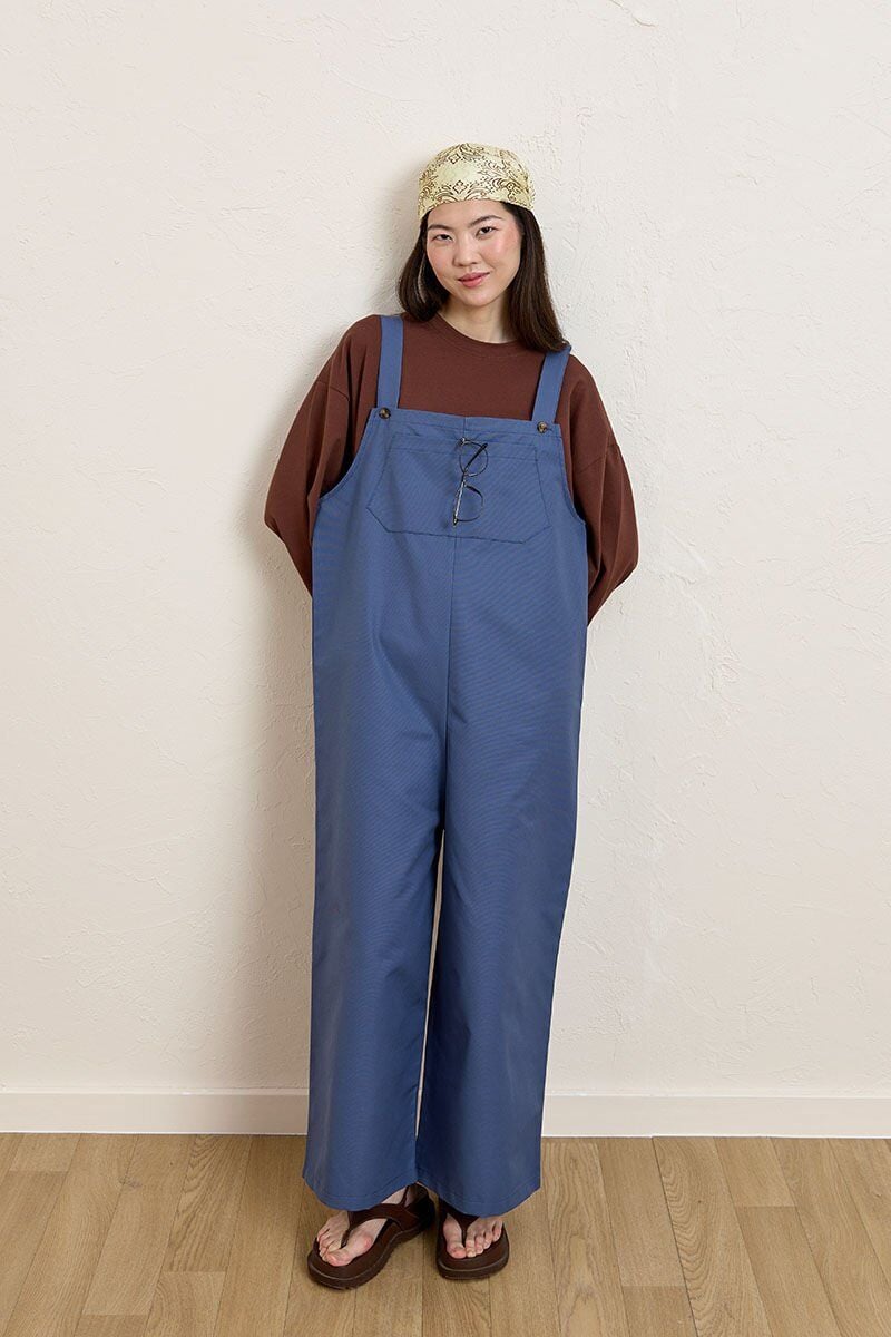 İndigo Keten Salopet Tulum & Acı Kahve Body Takım