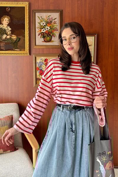 Kırmızı Çizgili Body