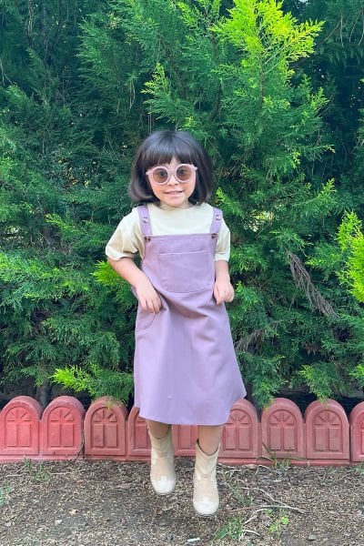 Soft Lila Duck Keten Çocuk Etekli Salopet