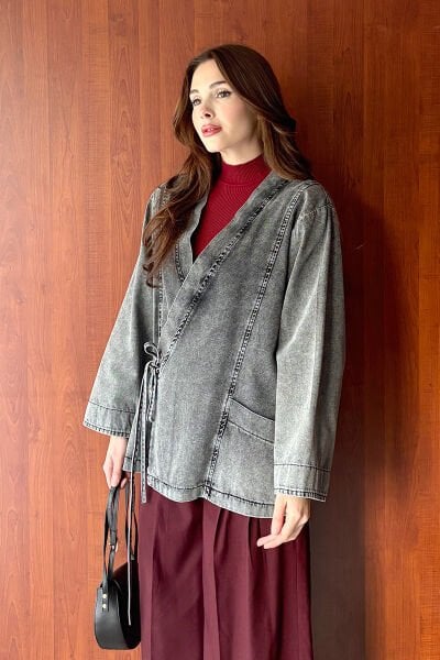 Antrasit Kruvaze Ceket