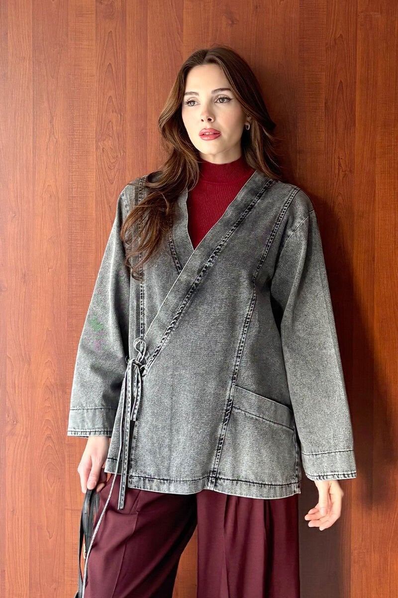 Antrasit Kruvaze Ceket