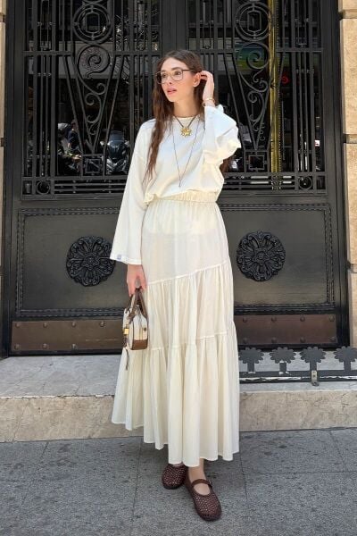 Ekru Body & Ekru Çapraz Kat Etek Takım