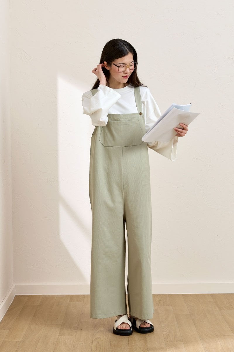 Küf Yeşili Keten Salopet Tulum