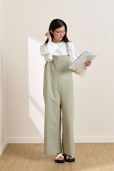 Küf Yeşili Keten Salopet Tulum