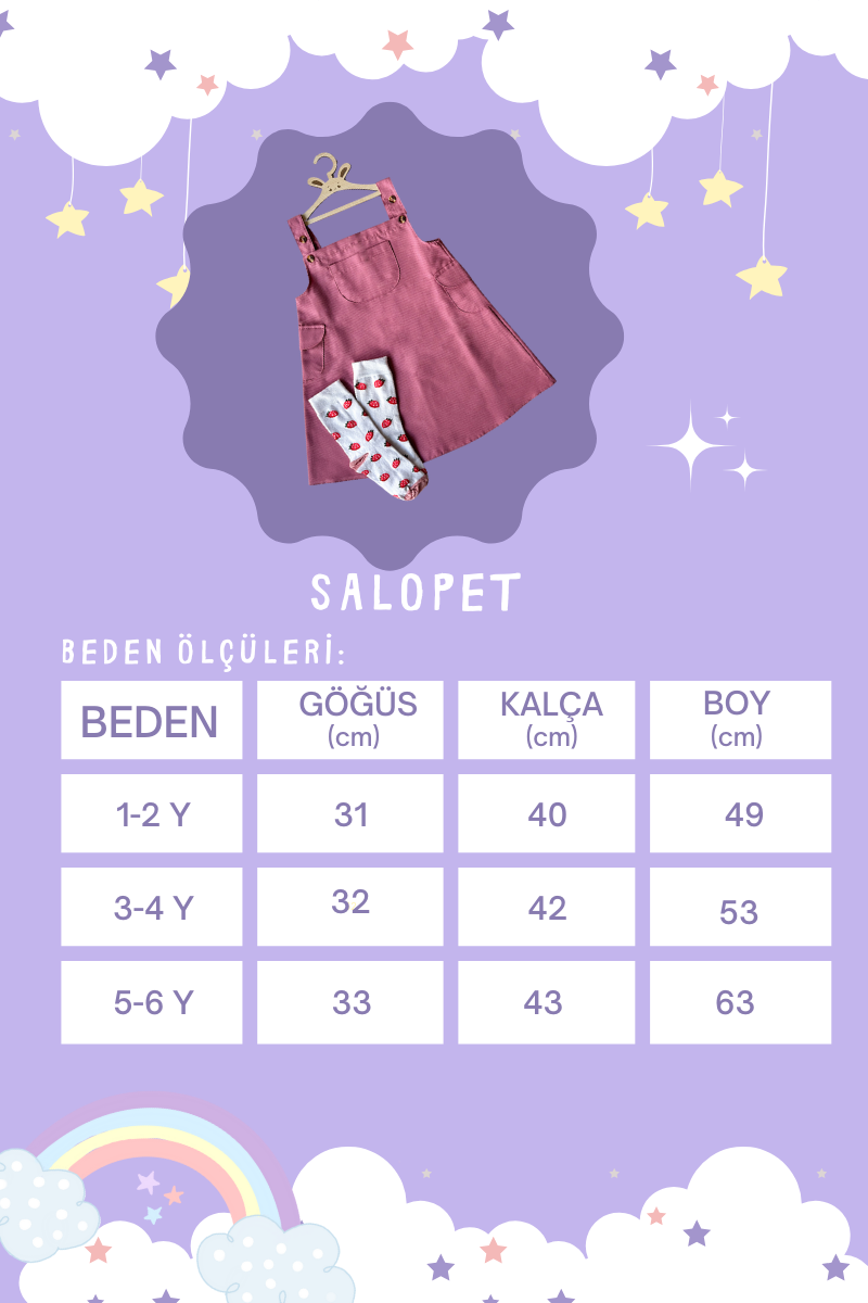 Gül Kurusu Duck Keten Çocuk Etekli Salopet