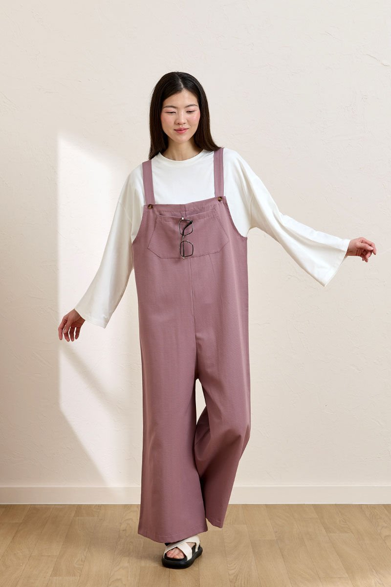 Soft Lila Keten Salopet Tulum