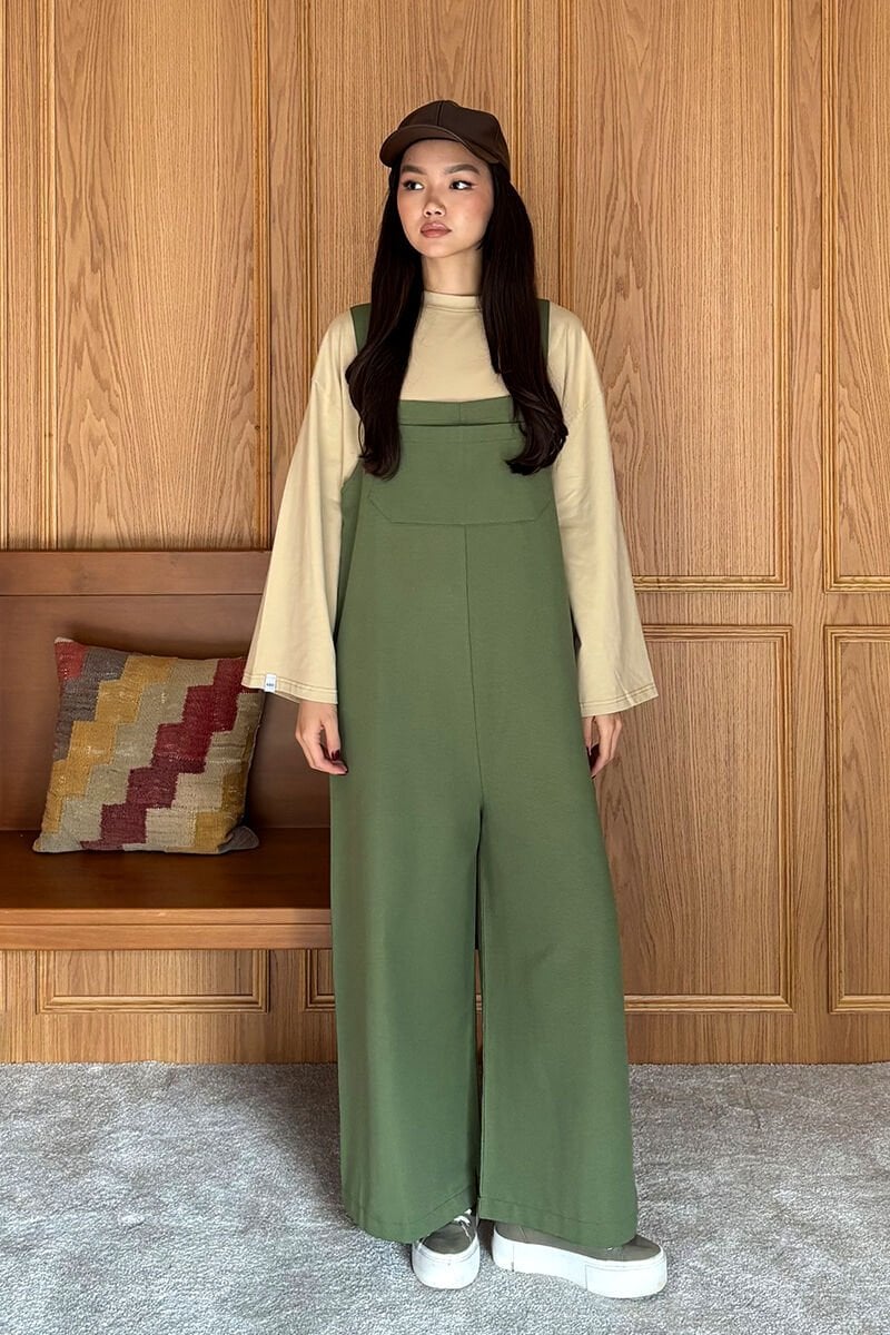 Haki Keten Salopet Tulum