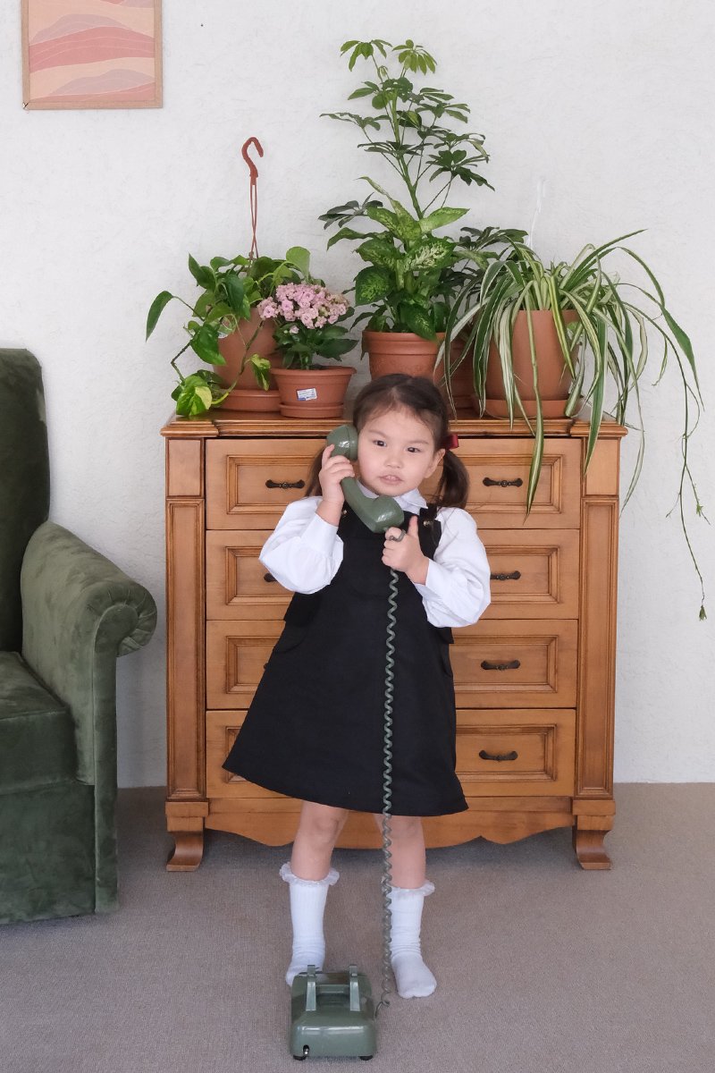 Çocuk Siyah Duck Keten Etekli Salopet