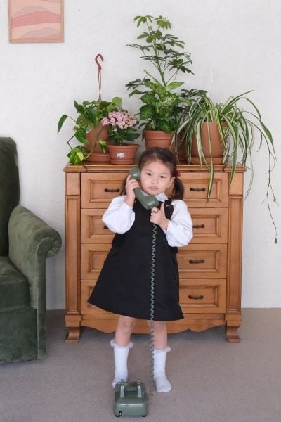 Çocuk Siyah Duck Keten Etekli Salopet