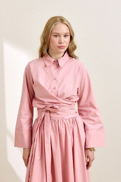 Soft Pembe Bağlamalı Gömlek