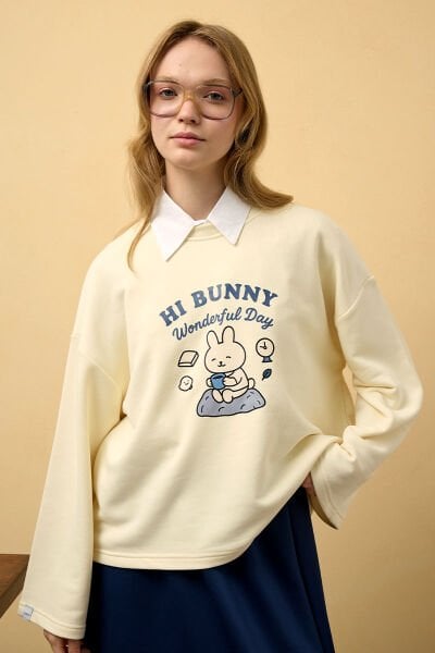 Tereyağ Sarısı Tavşan Baskılı 3 İp Body