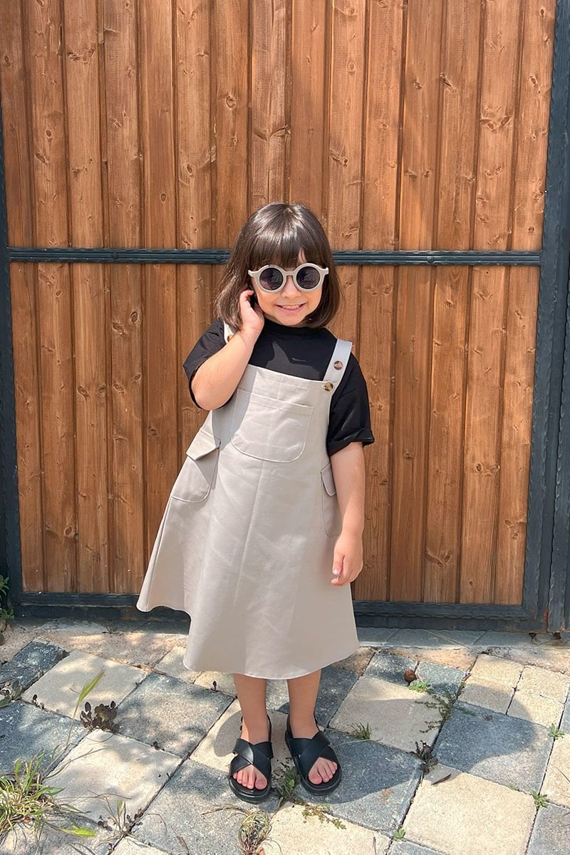 Vizon Duck Keten Çocuk Etekli Salopet