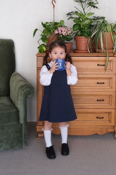 Çocuk Lacivert Duck Keten Etekli Salopet