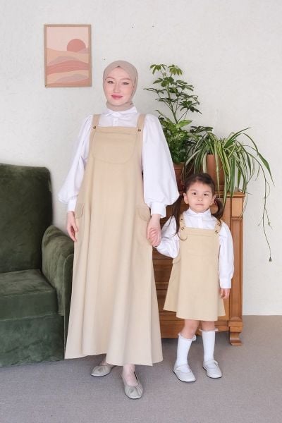 Çocuk Krem Duck Keten Etekli Salopet