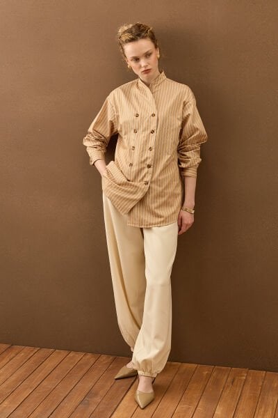 Krem Şalvar Pantolon