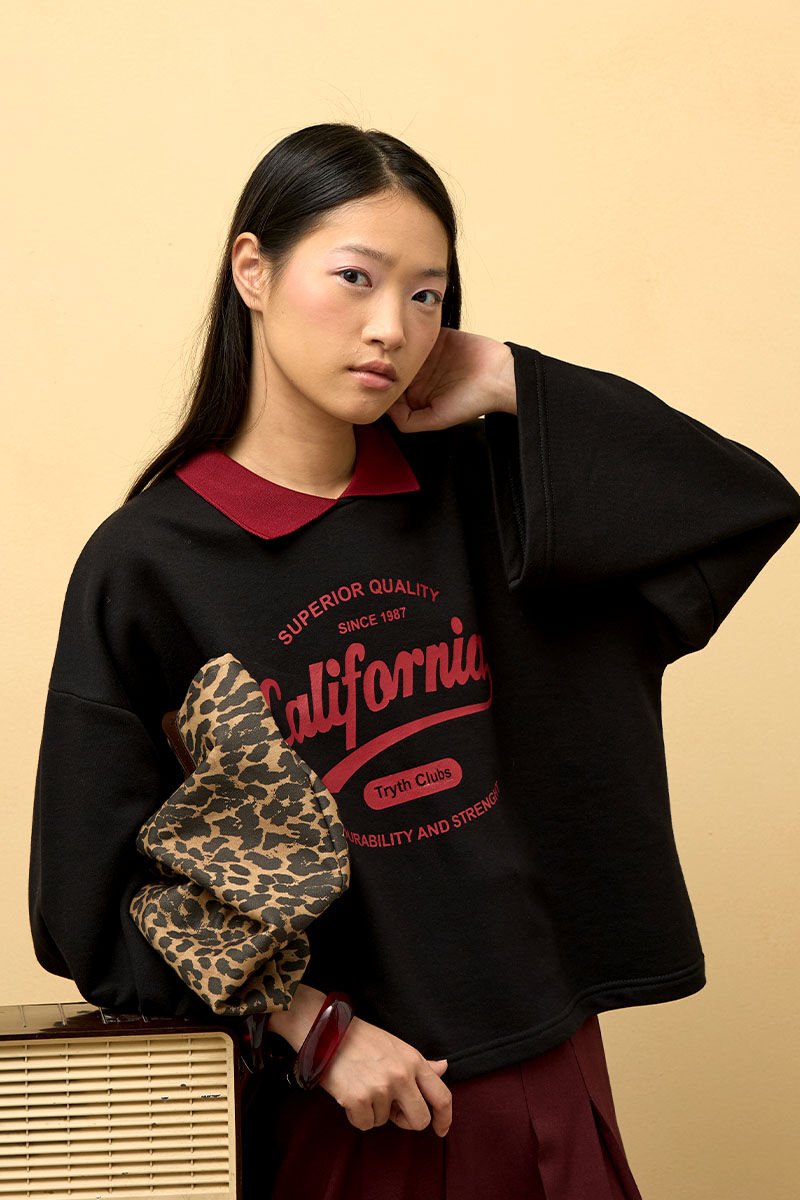 Siyah California Baskılı 3 İp Body