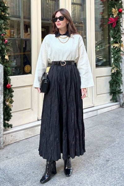 Siyah Kraşlı Balon Etek